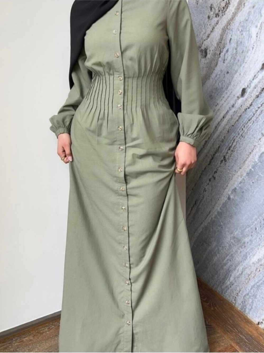 Veiled Lila Linen Blend Button Down Cinched Waist Maxi Dress
